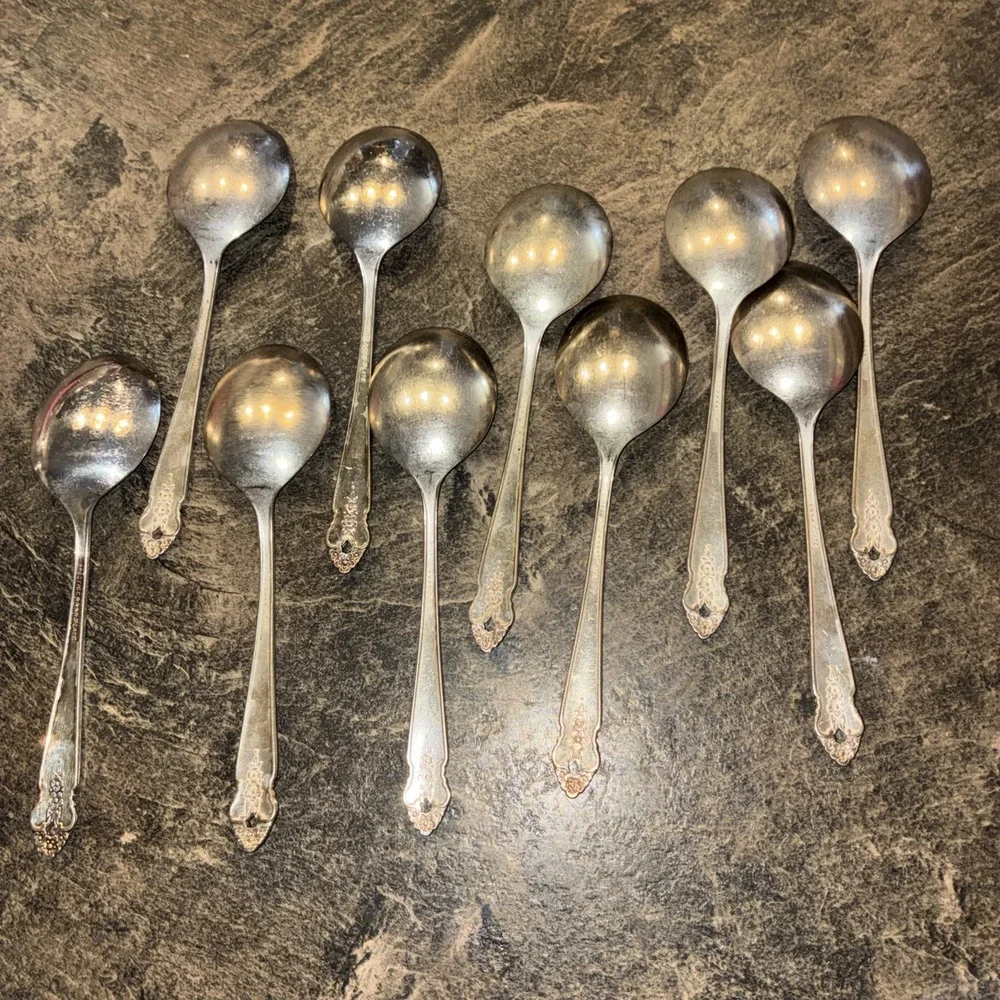 Set Of 10  Silver Plate Prestige Soup Spoons 1951 Silverware Flatware